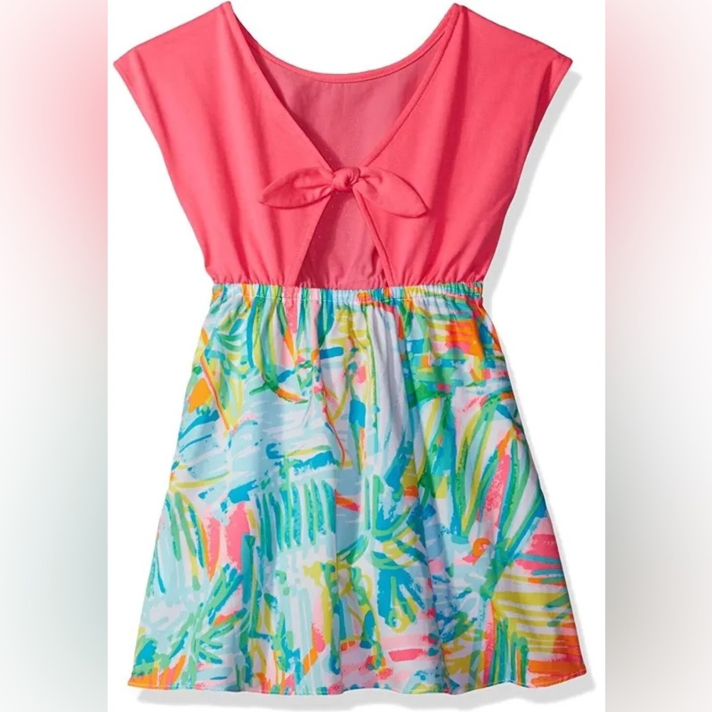 Lilly Pulitzer Little Girls CAILA DRESS In Sea Salt and Sun, Size L (8-10)